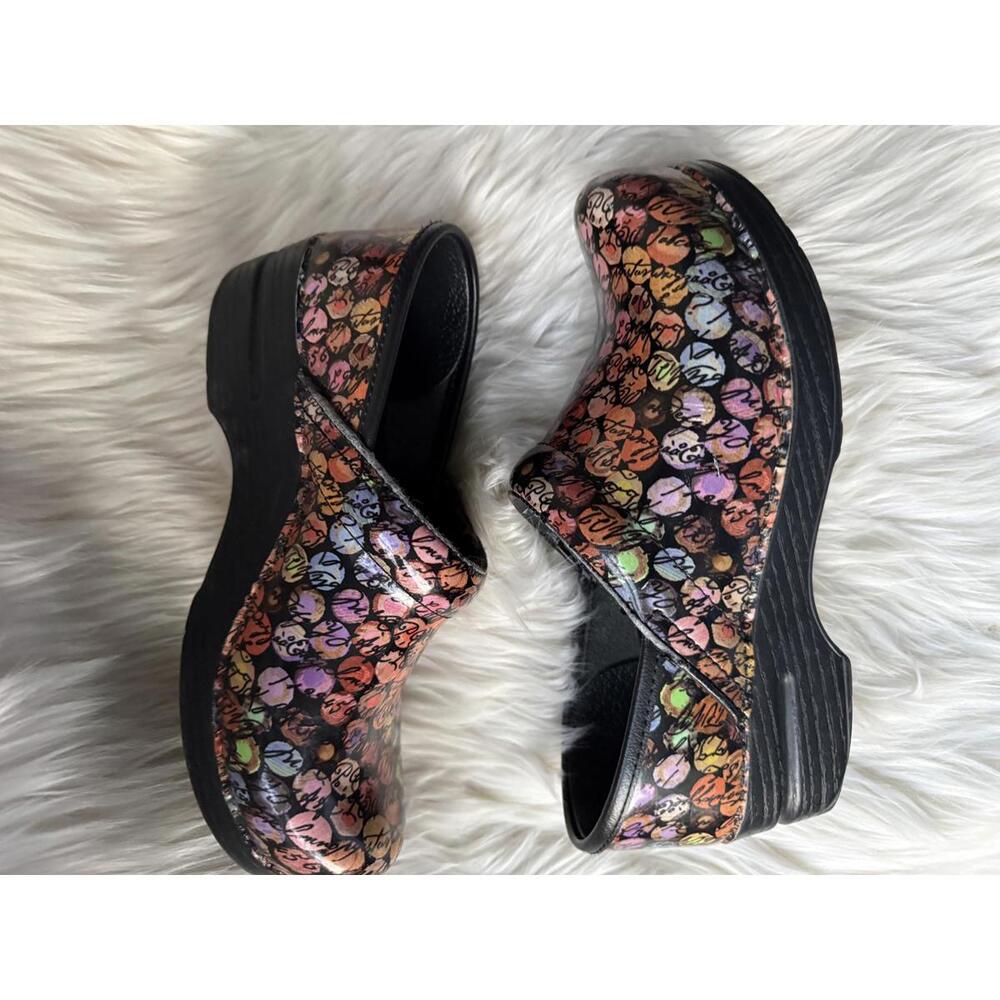 Dansko Multicolor Viola Dot Cursive Patterned Clo… - image 6
